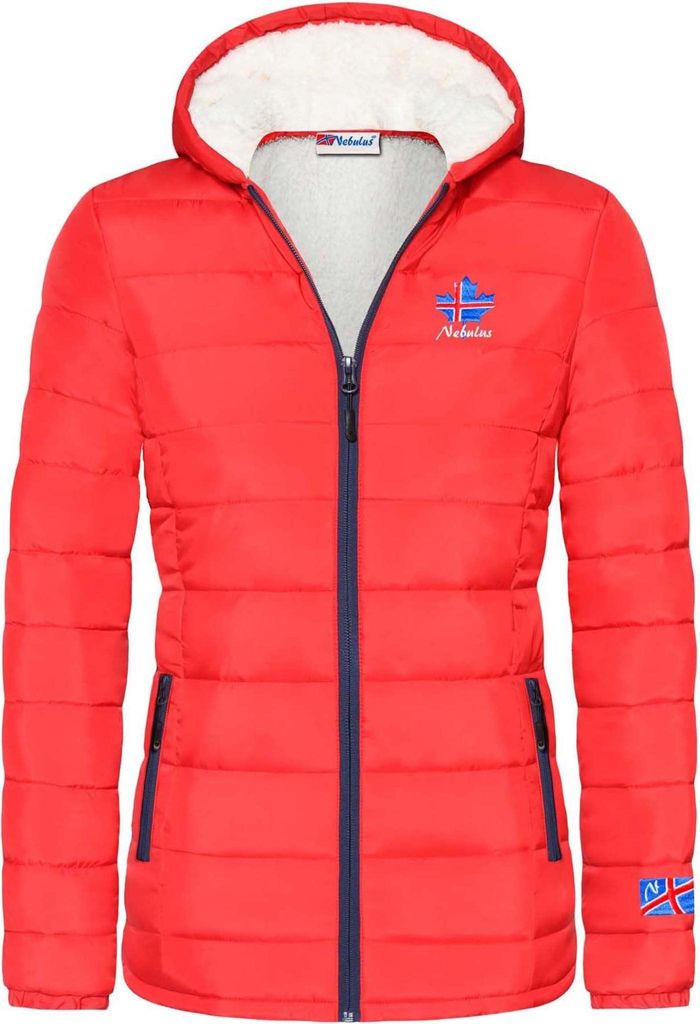 Nebulus Winterjacke mit Teddyfell GLOWFUR Damen, warme Outdoorjacke, praktische & vielseitige Übergangs- & Winterjacke, P4837 - Damen, rot, XXL/44