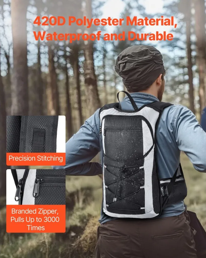 Sac d'hydratation 3L en TPU résistant, sac à dos étanche noir outdoor