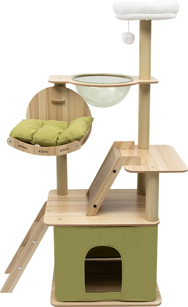 Grand arbre à chat stable de 140 cm avec griffoirs et niche confort