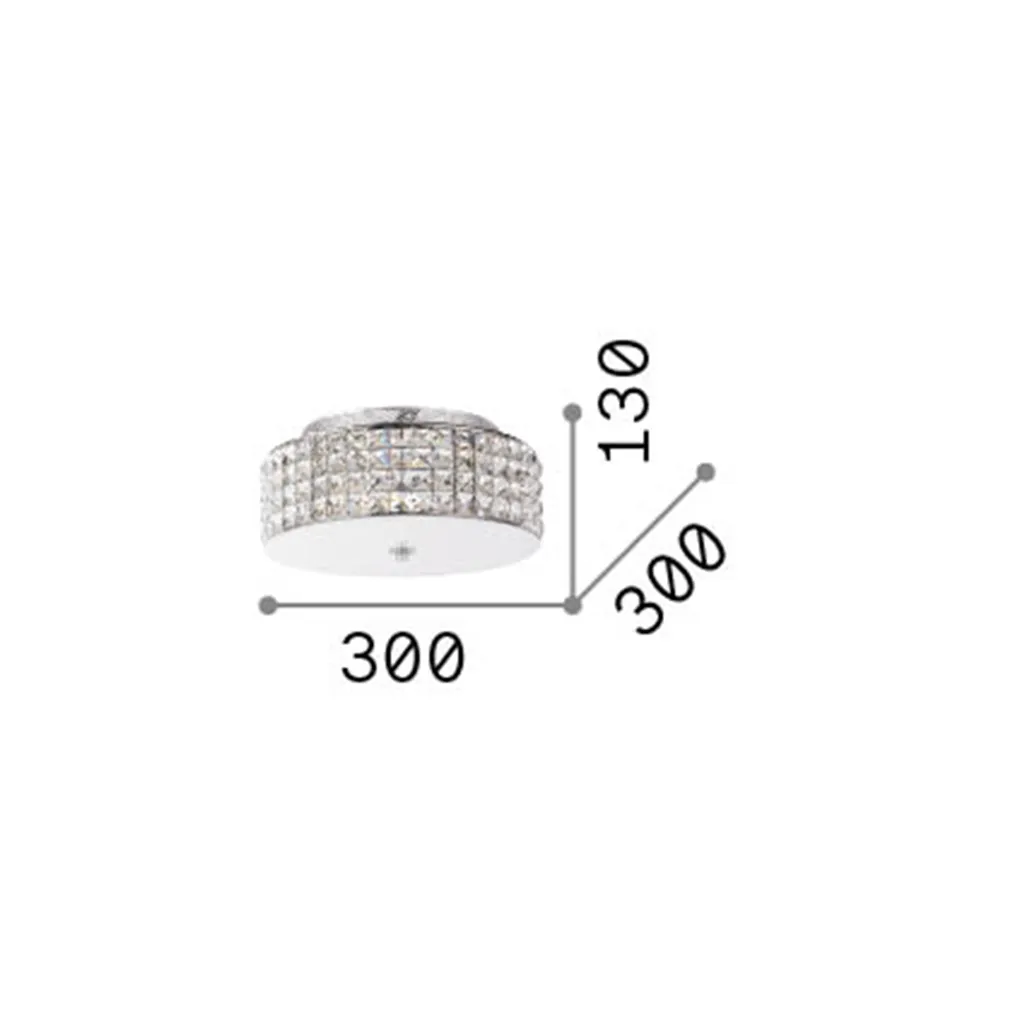 Lustre plafonnier cristal et chrome ROMA 4 feux pour salon moderne