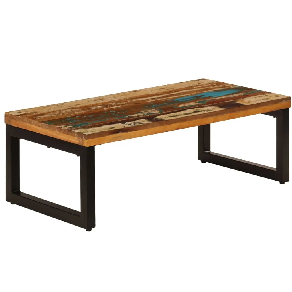 Tavolino 100x50x35 cm in legno di recupero e acciaio - 7