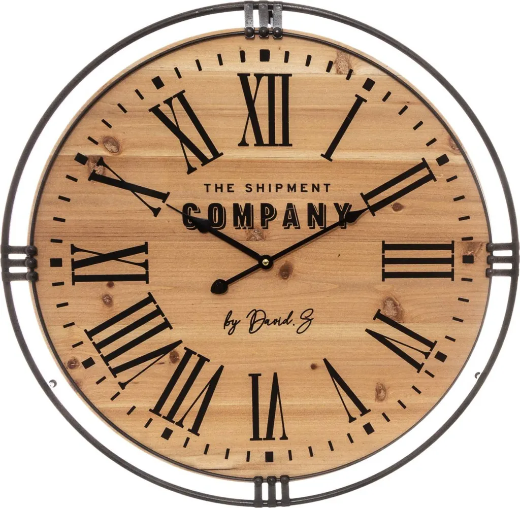 Horloge murale ronde Colonial en bois Ø 58 cm - Pendule authentique