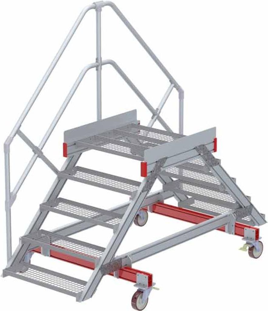 Euroline 512 mobiler Überstieg 45° Stufenausführung Stahl Gitterrost Stufenbreite 800mm 5 Stufen