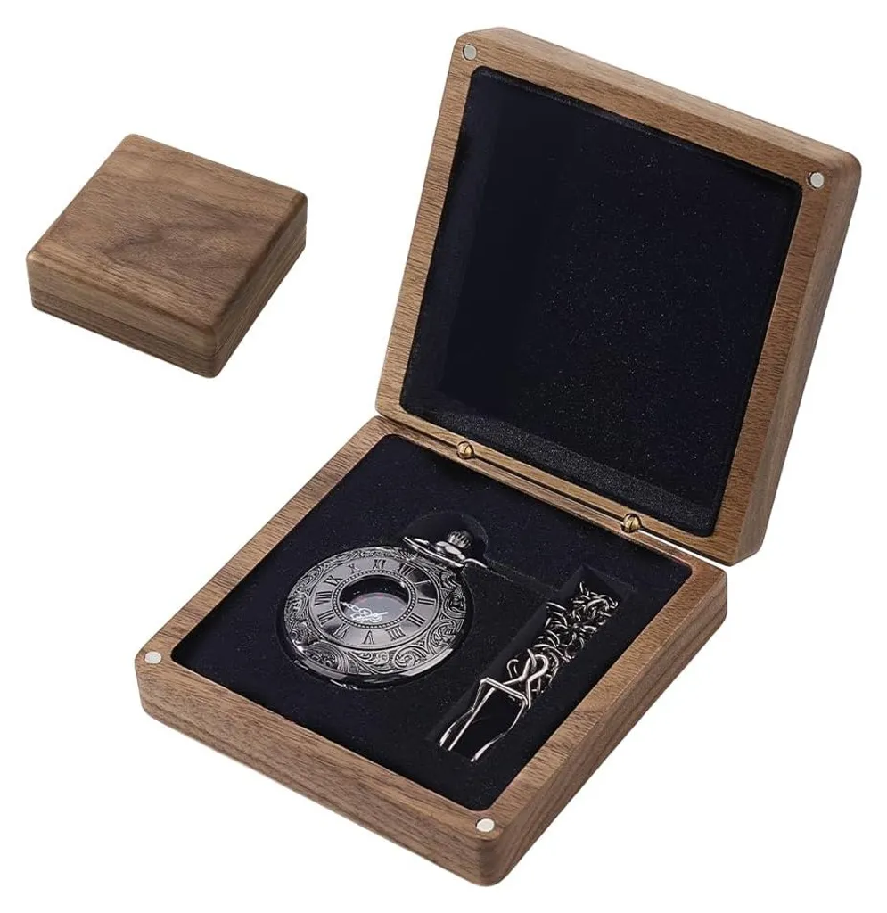 Coffret à montres en bois de noyer massif avec coussin en velours
