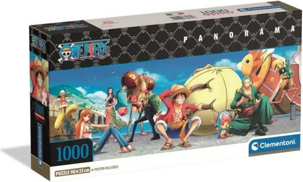 Puzzle, Clementoni Compact 1000 Teile Panorama, One Piece, 98 x 33 cm, mit Poster