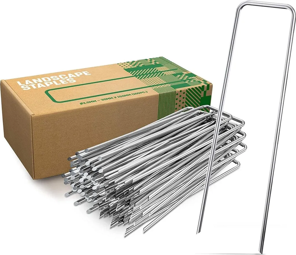 Agrafes de Jardin en U pour Toile de Paillage et Gazon Synthétique 25x