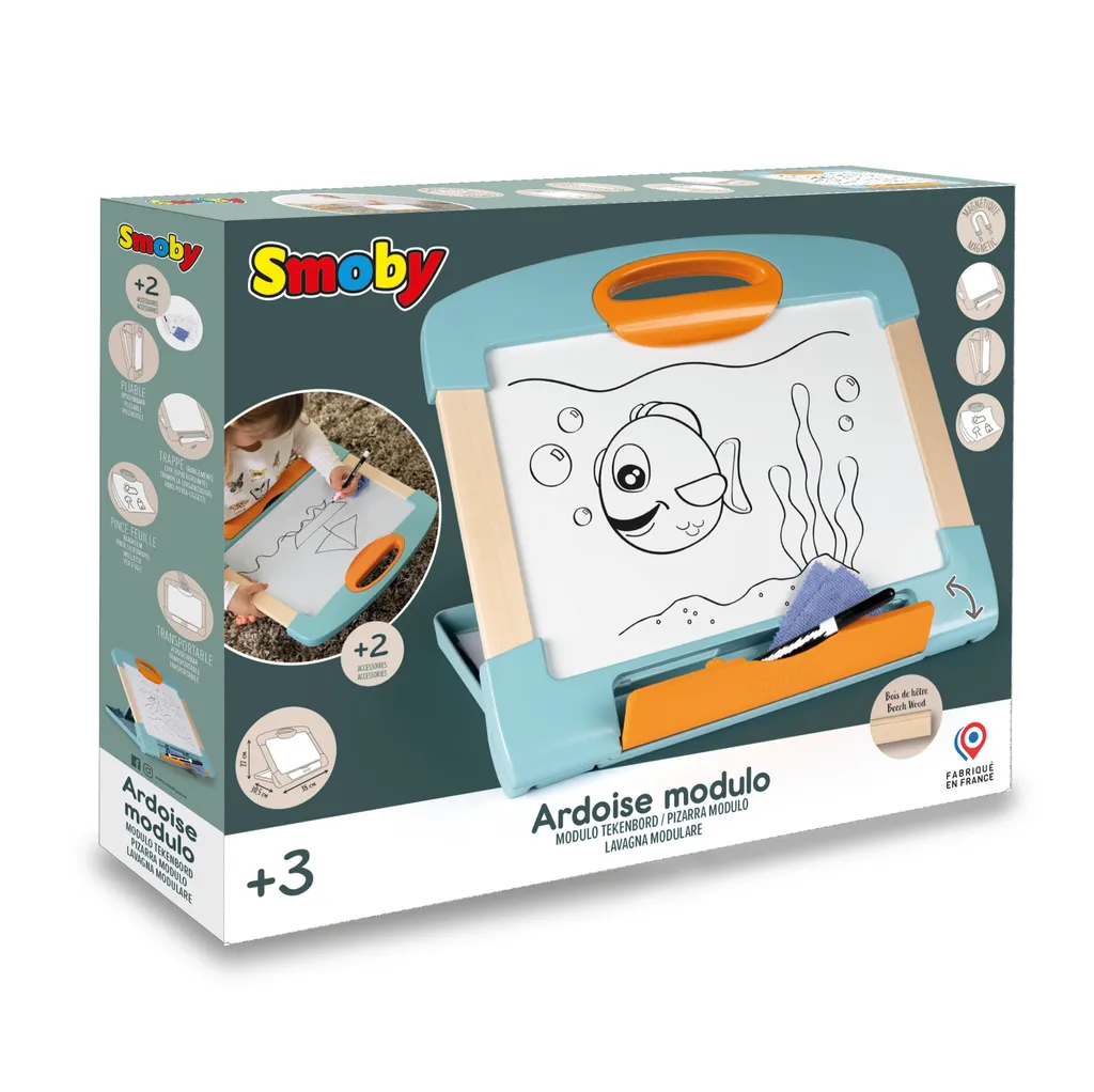Tableau de dessin portable Smoby Modulo Slate bois pour voyage