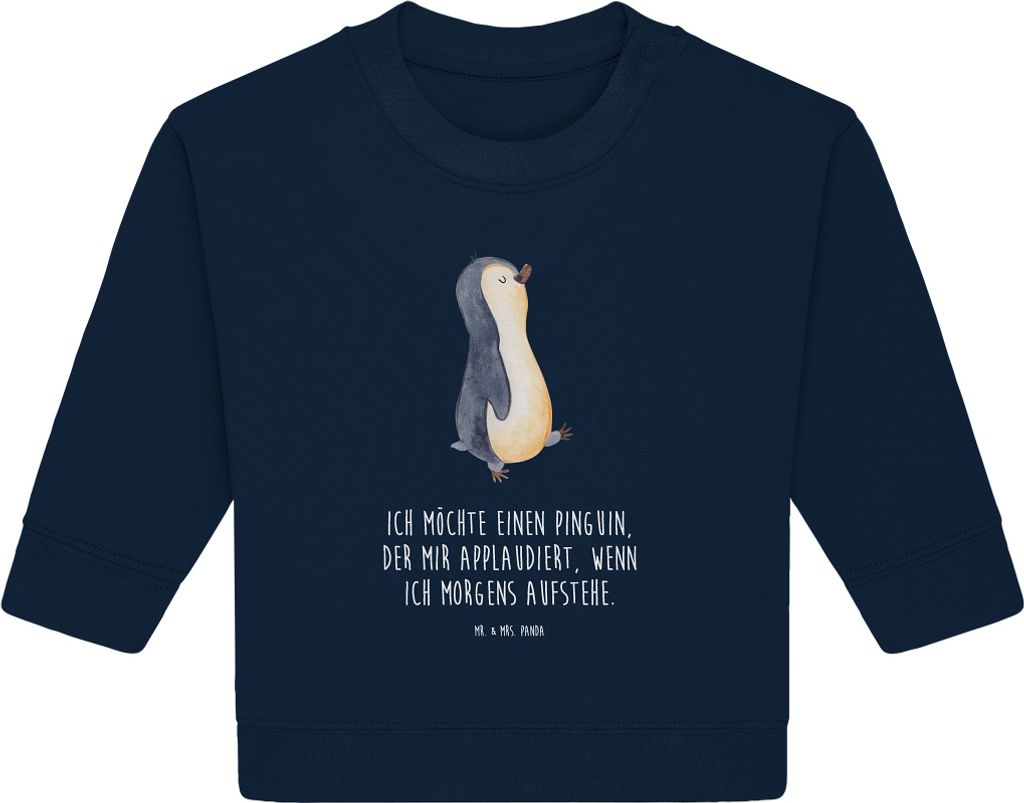 Mr. & Mrs. Panda Organic Baby Pullover Pinguin marschieren 12. - 18. Monat - French Navy - Geschenk, Bullover, Bruder, Unausgeschlafen, Pinguine, A...