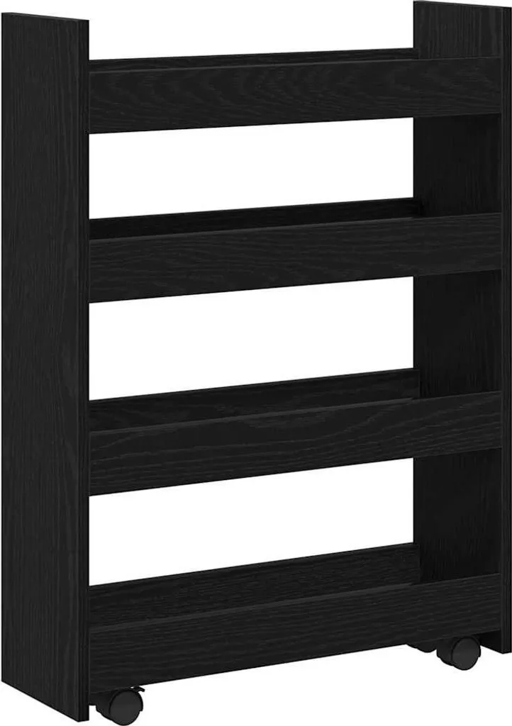 Carrello Salvaspazio vidaXL Rovere Nero | Design Slim per Cucina e Bagno