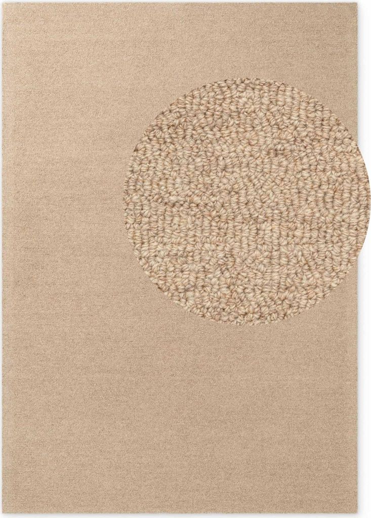 Elle Decoration Puristic Fine Bouclé Wollteppich Knots Beige