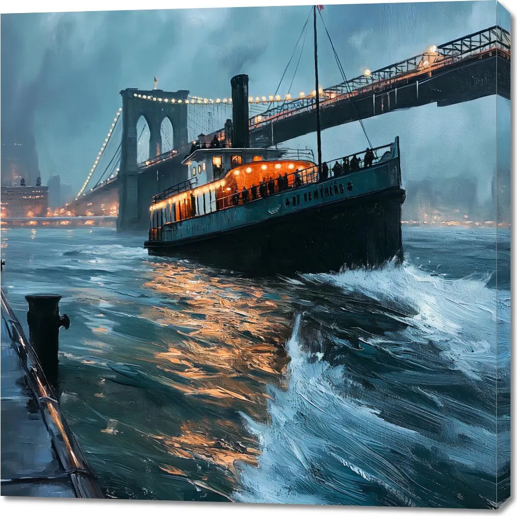 Tableau bateau à vapeur 100x100 cm pour décoration bureau et bureau