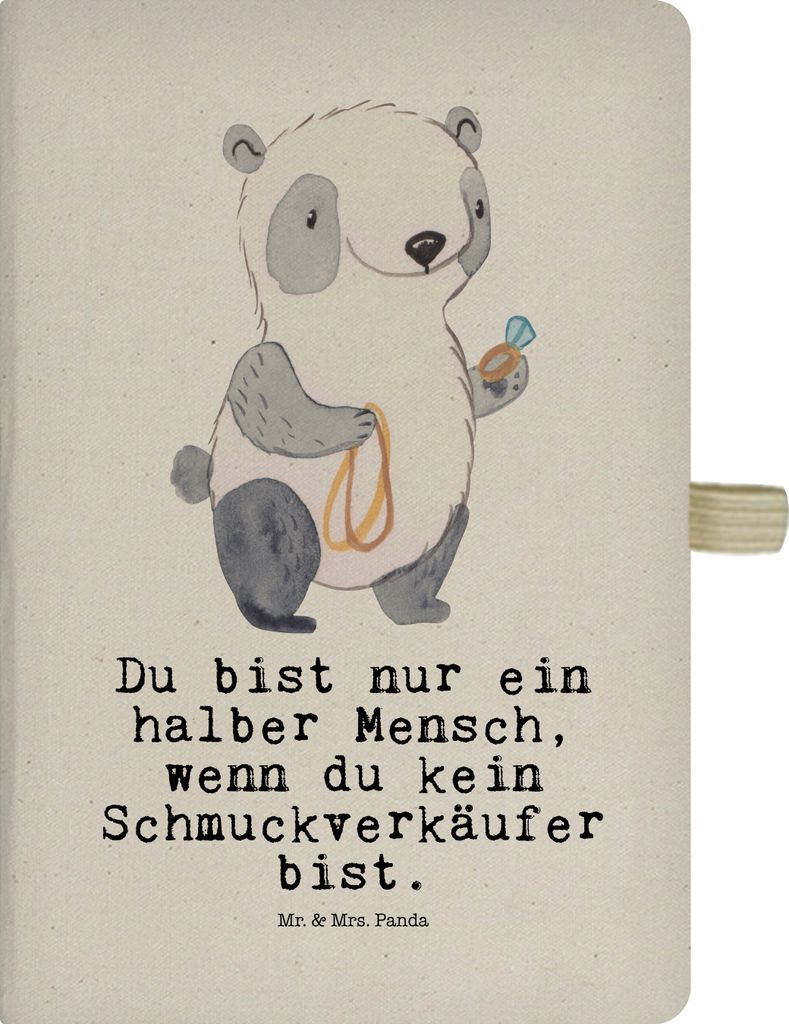 Mr. & Mrs. Panda notizbuch Schmuckverkäufer Herz - Transparent - Geschenk, Juwelier, Spruch, Schmied, Ausbildung, Skizzenbuch A5, Kariert, Reiseta...