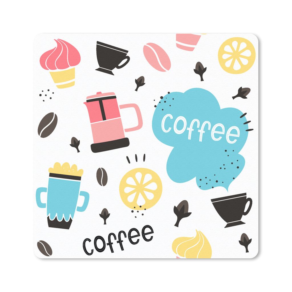 MuchoWow Mauspad Mousepad Patronen - Kaffeebohnen - Eiscreme 30x30 cm - Mousepads - Maus Mat - Pad - Mausunterlage - Gaming