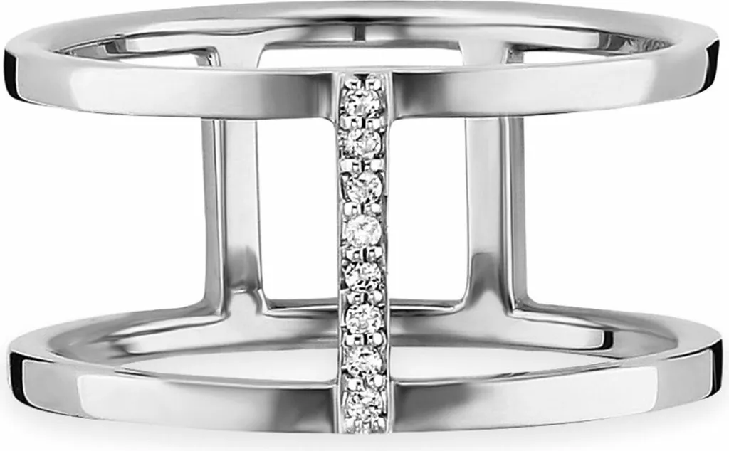 Anello CAI Design in Argento 925 Rodiato e Topazio Bianco Autentico