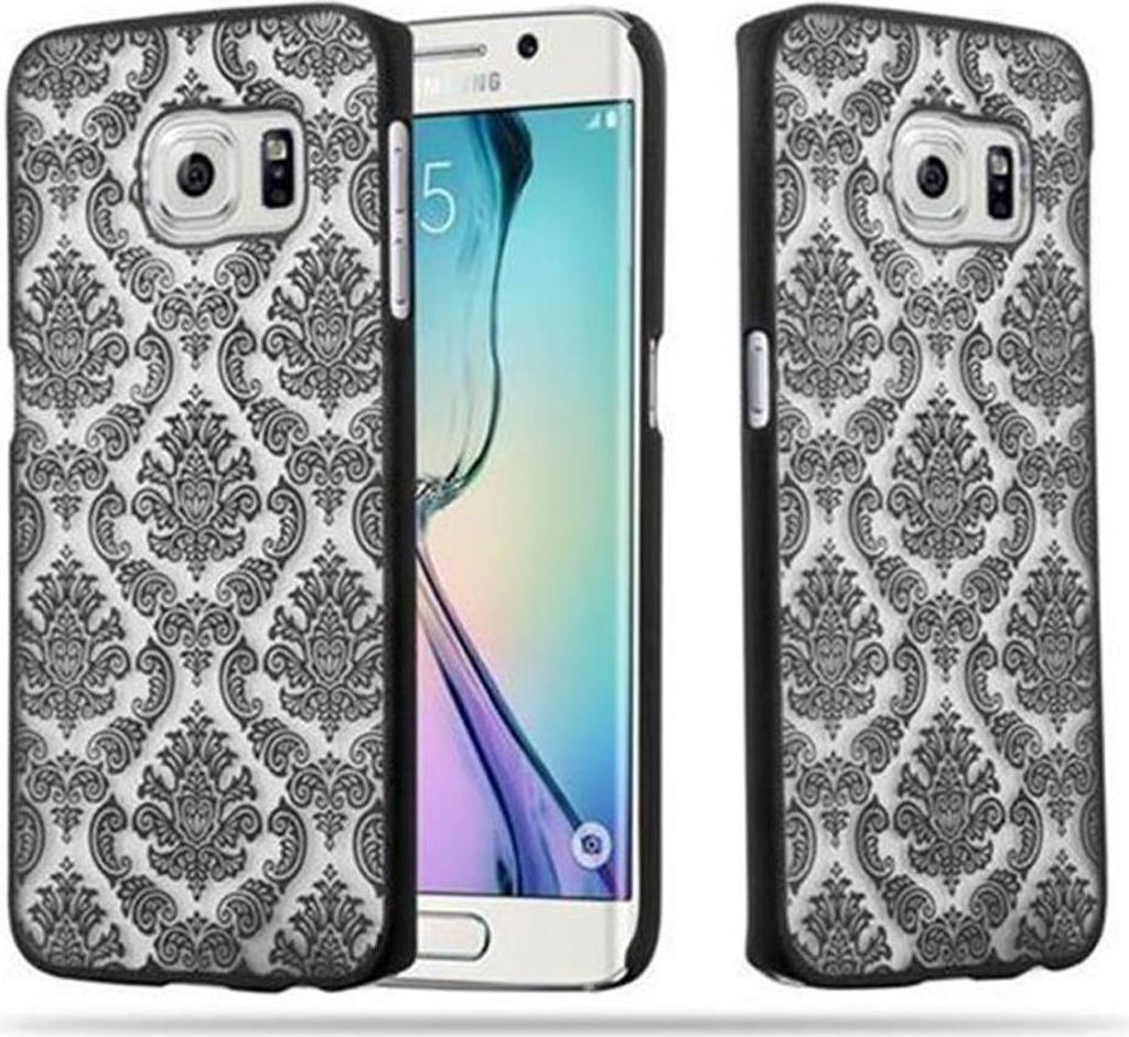 Cadorabo Hülle für Samsung Galaxy S6 EDGE Schutz Hülle in Schwarz Hard Case Schutzhülle Blumen Etui Handyhülle