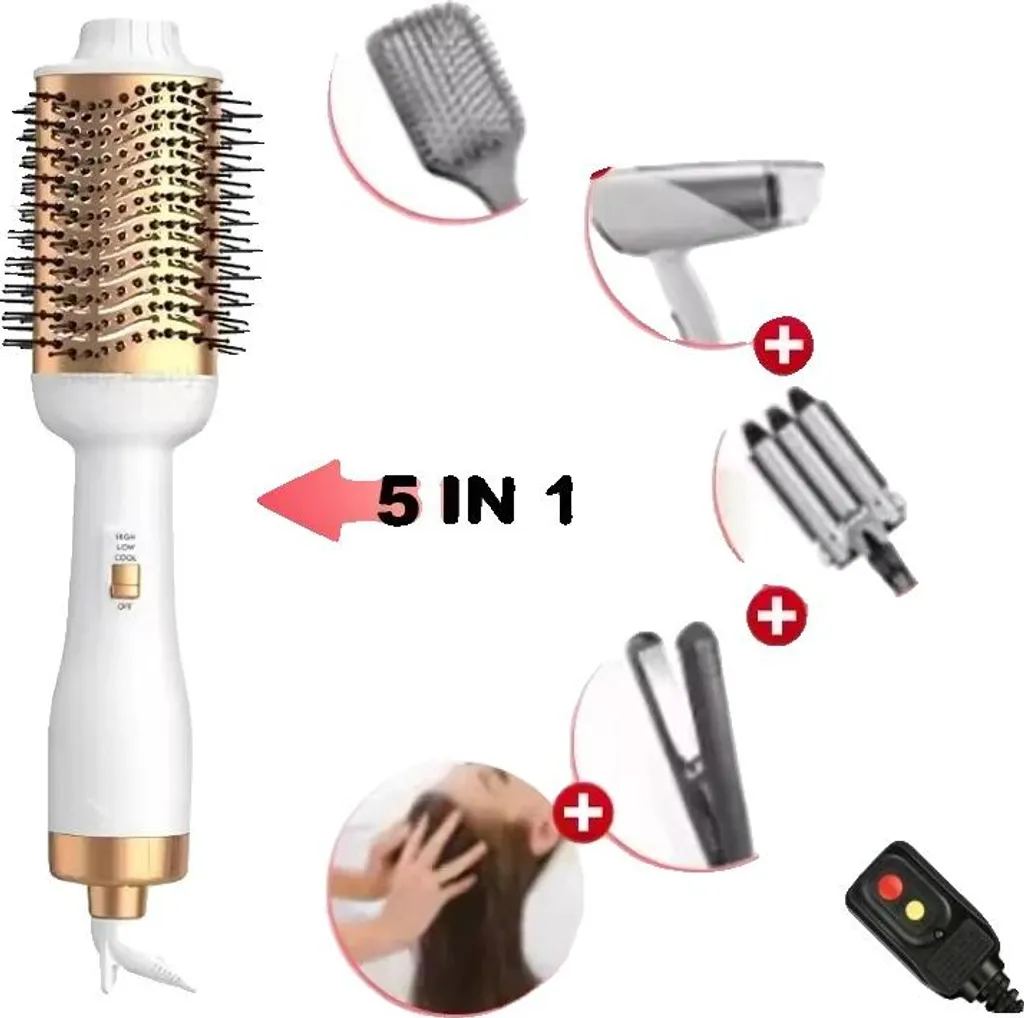 Brosse à air chaud ionique anti-frisottis et séchage doux, blanc épuré
