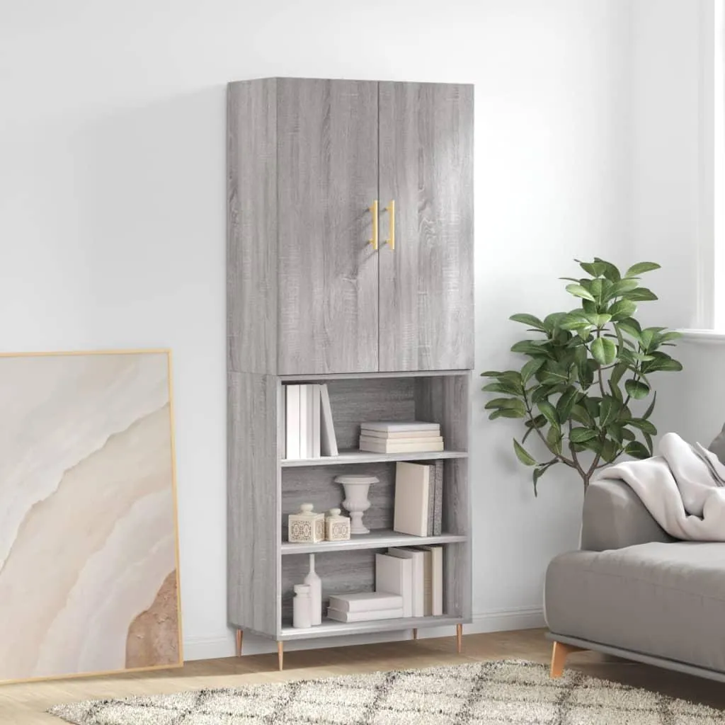 vidaXL Credenza Grigio Sonoma 69,5x34x180 cm Materiale a base di legno