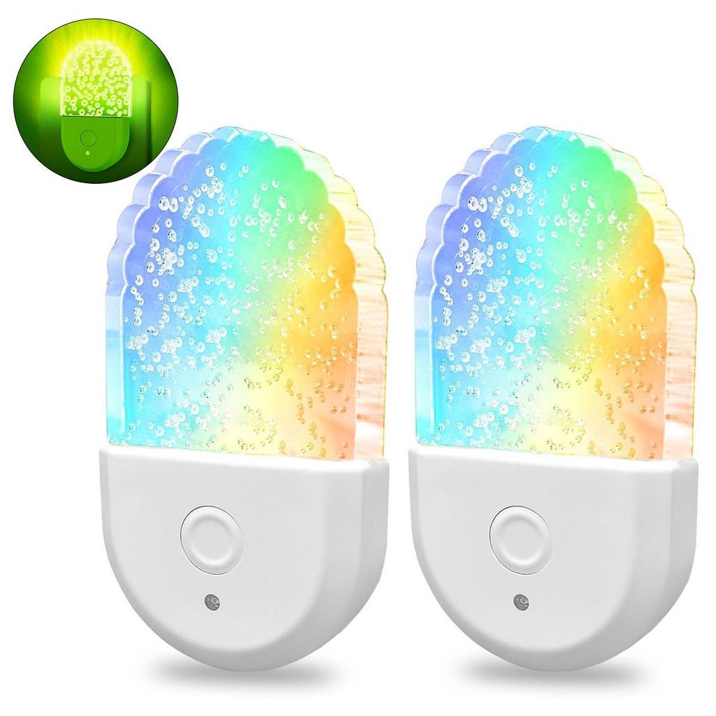 2er LED Nachtlichter mit Stecker, Nachtlampe für Kinder, 6 Farbwechsel, Wandlicht für Flur & Badezimmer