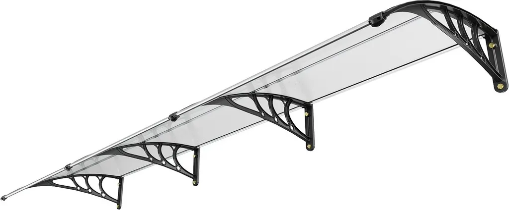 Tettoia per porta d'ingresso 965 x 2975 mm Tettoia UF50+ PC pellicola di protezione solare Tettoia per porta d'ingresso lastra PC + staffa ABS + connettore in alluminio Tettoia per porta d'ingresso resistente ai raggi UV Tettoia per porta d'ingresso Tettoia per porta d'ingresso - 9