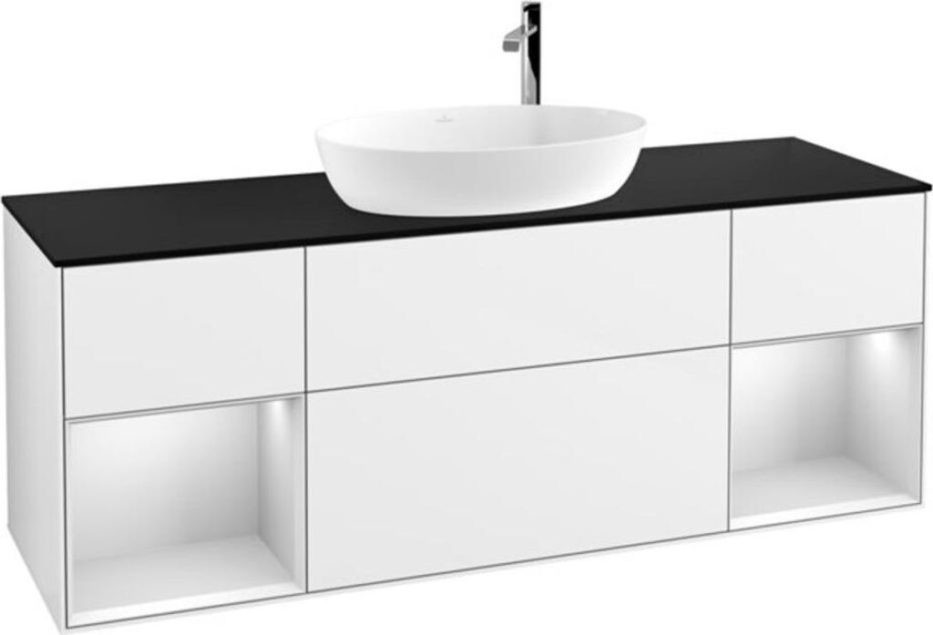 V&B Waschtischunterschrank Finion 160cm, Pl b m, Rg wh. m Lac, glo wh. Lac