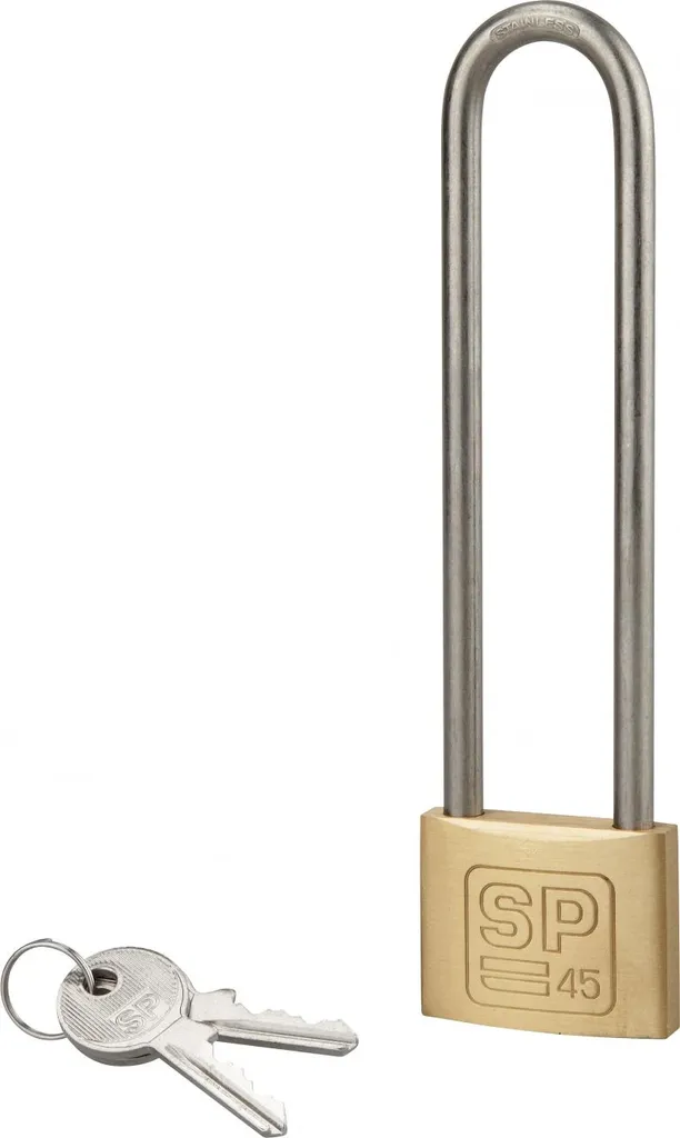 Cadenas à clé SP 45 mm avec anse haute inox et 2 clés en laiton