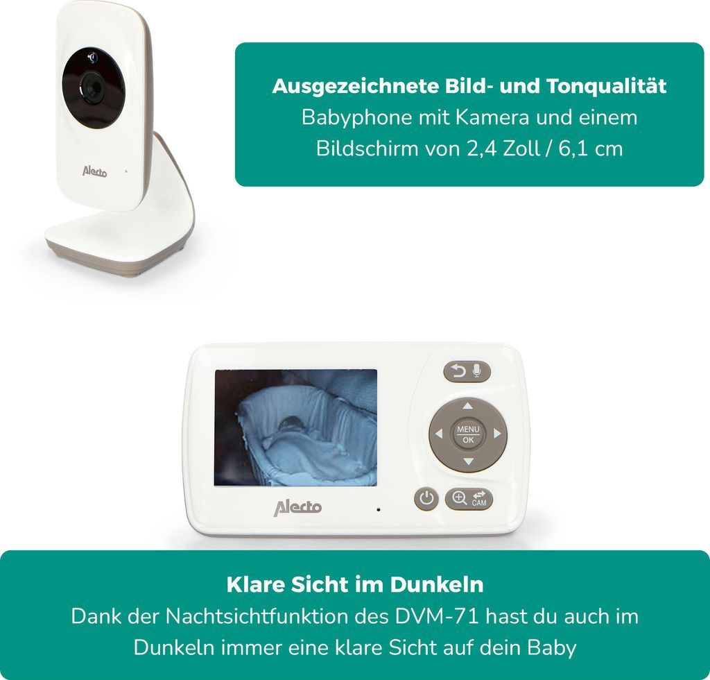 ALECTO DVM-71 - Niania elektroniczna z kamerą, wyświetlacz Zdjęcie produktu 25