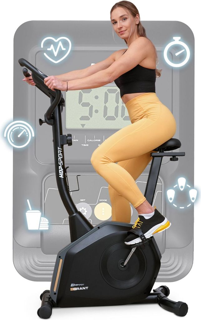 Hop-Sport Heimtrainer Fahrrad HS-4000H mit LCD-Display & Pulsmessung, 16 Widerstandsstufen, vertikale & horizontale Sitzverstellung, bis 125 kg