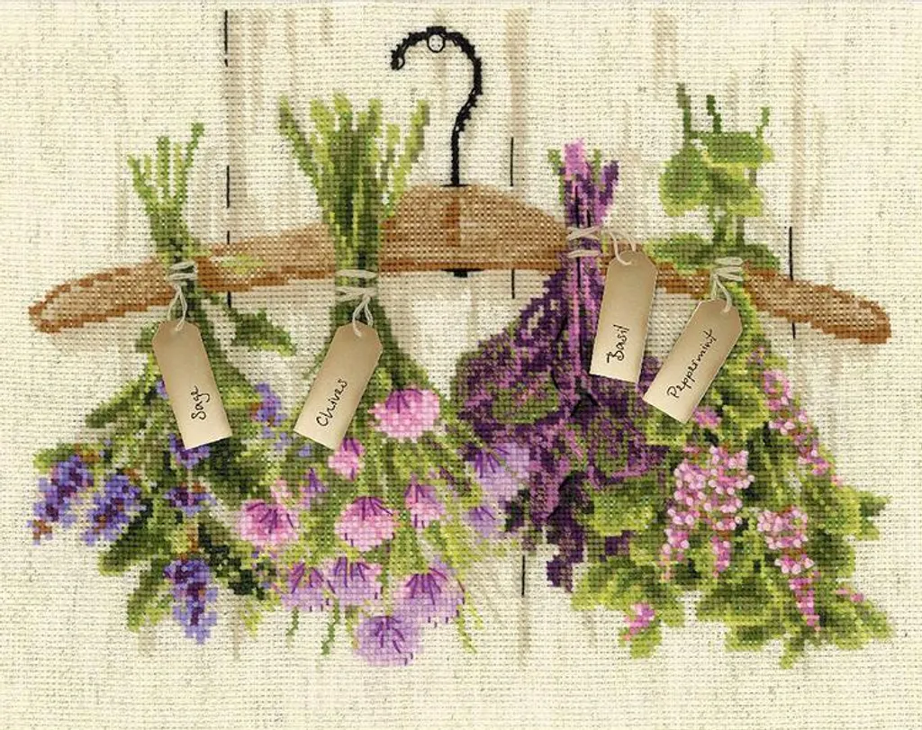 Kit de broderie au fil Herbes - Set complet pour broderie DIY à la main