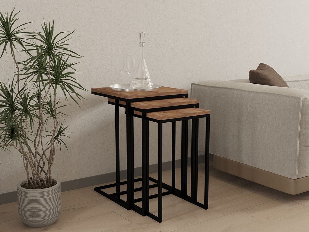 Skye Decor, Stoli- Stoli PUQ, atlantisch, Couchtische, 61,8x40x40 cm, 100% Melaminbeschichtete Partikelplatte