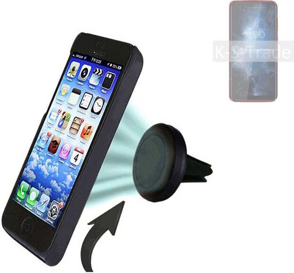 K-S-Trade Kompatibel mit BQ Mobile BQ-6061L Slim Auto Handy Halterung KFZ Halter Lüftungsgitterhalterung Air Vent mount Smartphone Halter