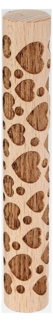 Holz Tonroller 4" Herz Muster Nudelholz Töpferwerkzeuge Texturroller für Ton Backen Teig Knete DIY