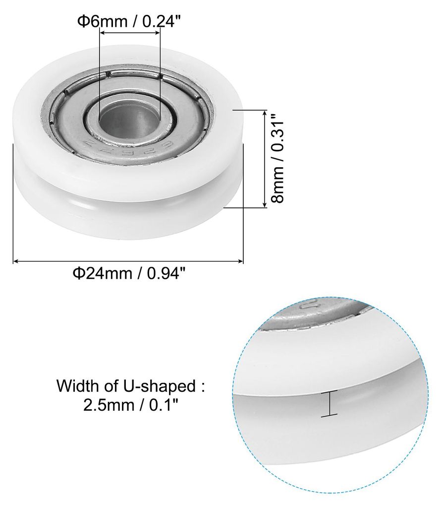 24mm Schublade Rollen 8 Pack Schublade Umlenkrolle Ersatzr?der Lager Kleine Umlenkrolle Wei?