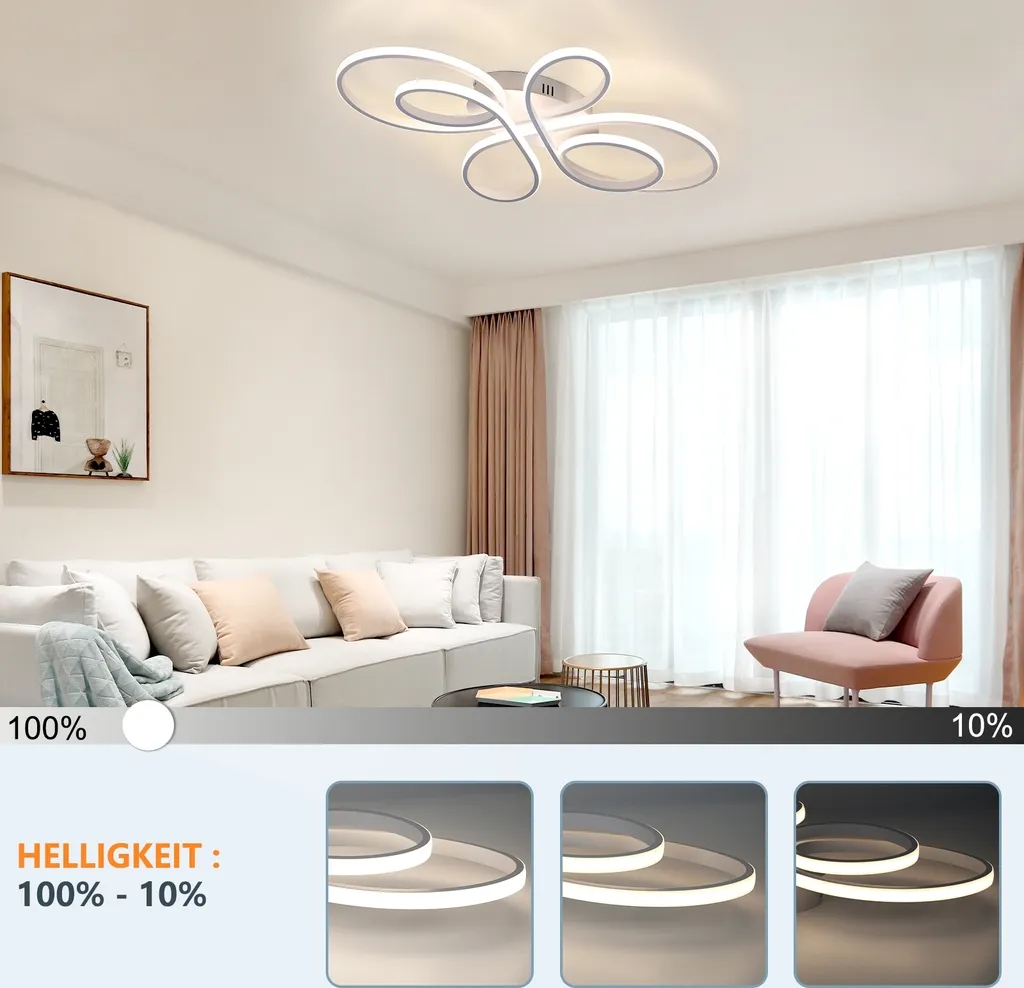 Plafonnier LED ZMH 65W Blanc Dimmable avec Télécommande de 66cm - 4