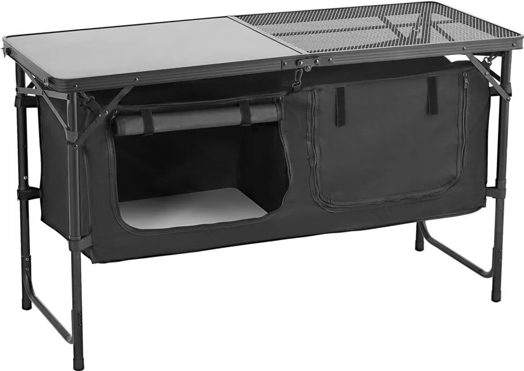 Table de cuisson camping pliante pour barbecue - Cuisine mobile noire - 12