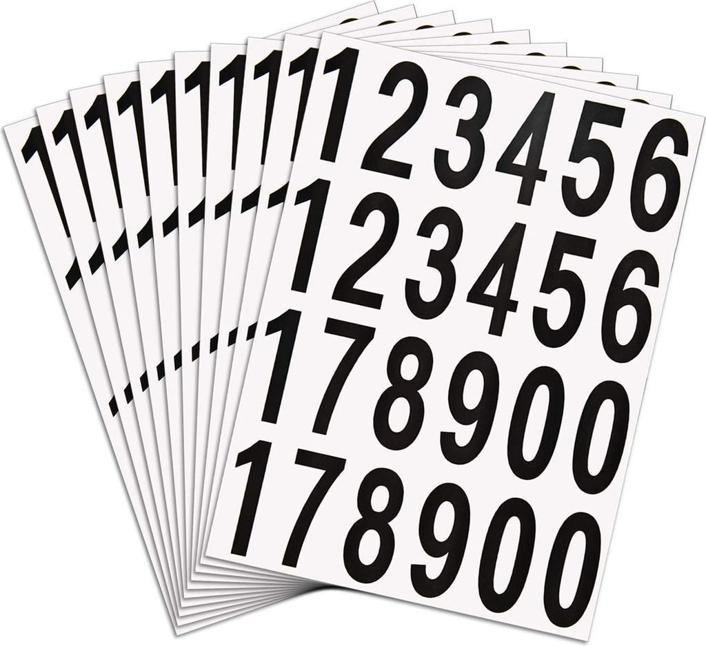 Zahlen Aufkleber schwarz 0-9, 240 Stück Zahlen Aufkleber Sticker, 76 mm Wetterfest Klebezahlen, selbstklebend Schwarze Zahlen, Nummer Ziffer Stick...