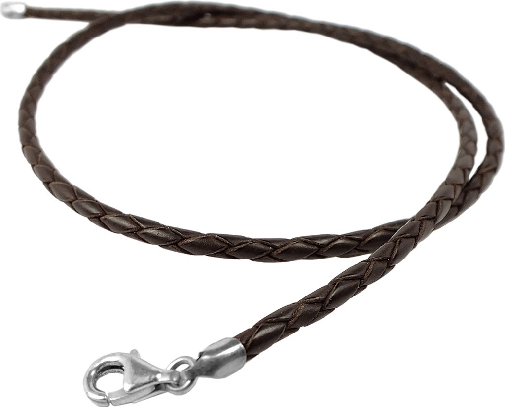 Minott Lederband Kette Halsband braun 50cm / geflochten Produktbild 