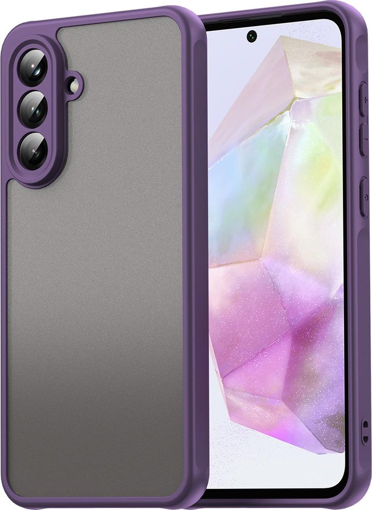 Matt Hülle für Samsung Galaxy A56 5G mit Kameraschutz, Transluzente Matt Rückseite Stoßfeste Handyhülle Lila