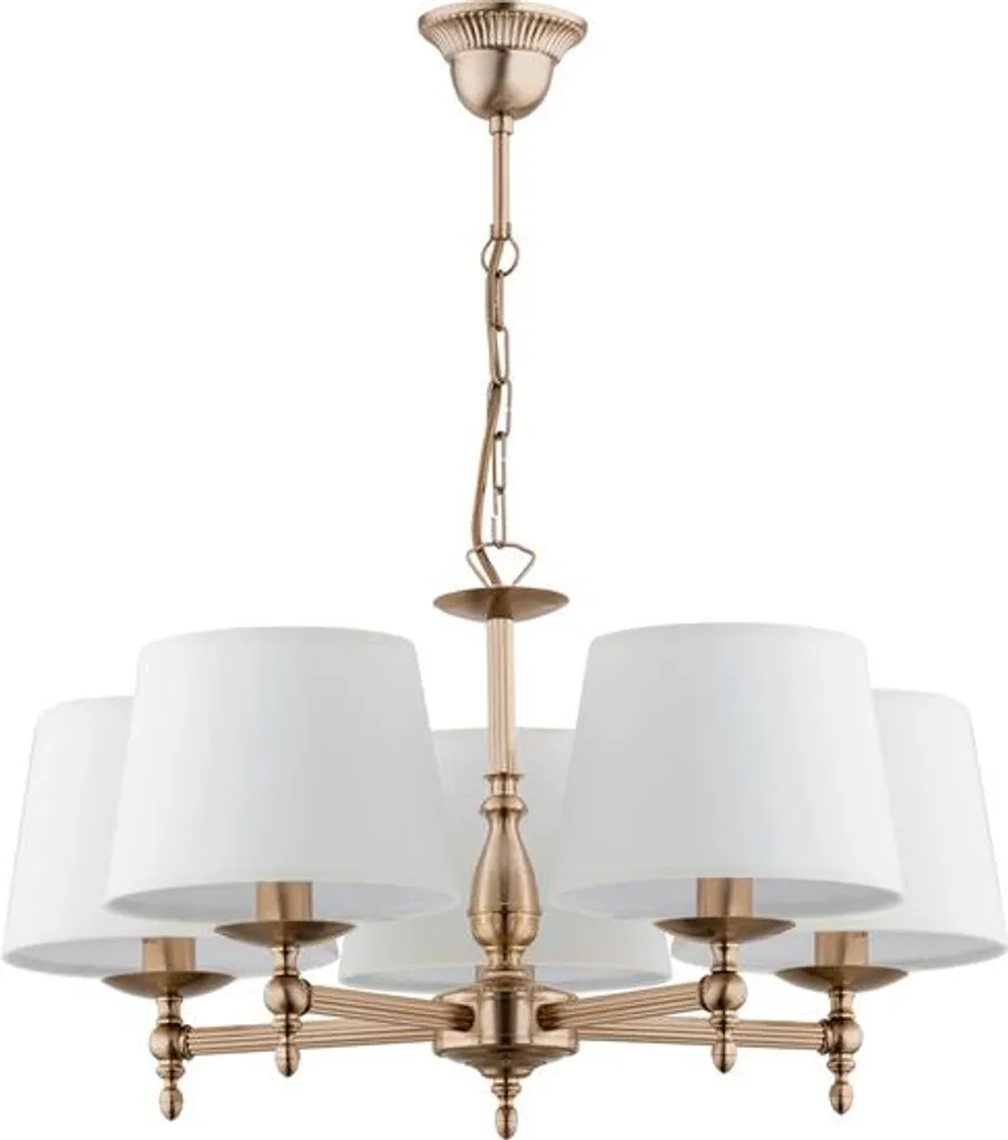 Lustre Classique Doré Alfa ROKSANA Suspension 5xE14 avec Abat-jour Tissu