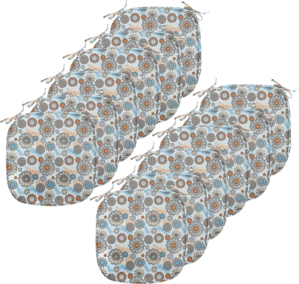 ABAKUHAUS Blumen Polster für Esszimmerstühle, abstrakte Zeichnung, Dekoratives wasserfestes Kissen mit Riemen für Küchensitze, 40 cm x 40 cm-12...