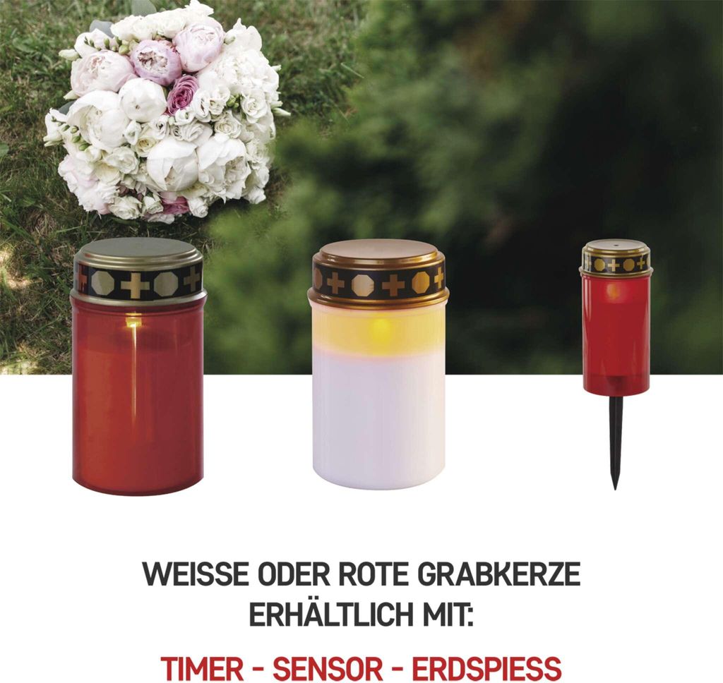 EMOS LED Grabkerze, Grablicht mit Timer, für den