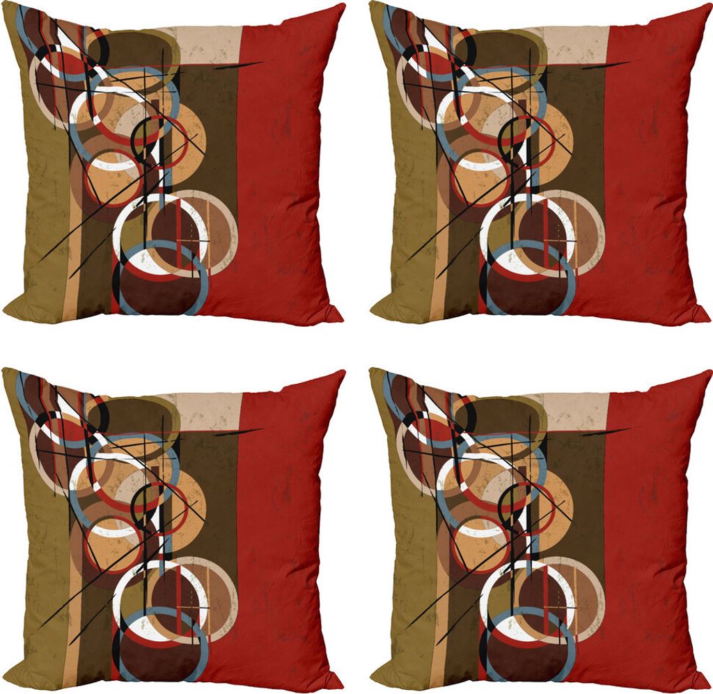 ABAKUHAUS Moderne Kunst Kissenbezug Set (4 Stück), Retro Schmutz-surreale Kunst, Moderner Doppelseitiger Digitaldruck, 45 cm x 45 cm, Mehrfarbig