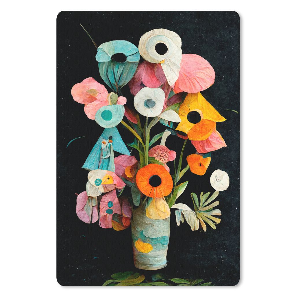 MuchoWow Mauspad Mousepad Blumenstrauß - Vase - Blumen - Farben 18x27 cm - Mousepads - Maus Mat - Pad - Mausunterlage