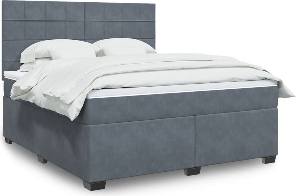 Maison Exclusive - Boxspringbett mit Matratze Dunkelgrau 180x200 cm Samt