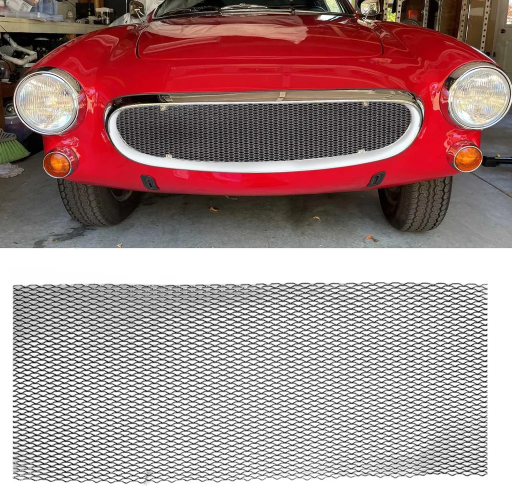 AggAuto griglia universale diamantata da corsa, maglia espansa 100x33cm, griglia in lega di alluminio per auto, griglia automobilistica, dimensione foro 6x12mm