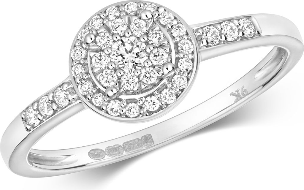 Funkelndes Feuer 9 Karat (375) Weißgold Solitär Verlobung Diamant Damenring Brillant-Schliff 0.21 Karat H - I1, 57 (18.1); TRS319079KWRSP