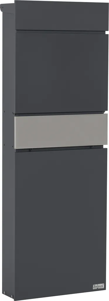 Boîte postale sur pied anthracite RAL7016 avec porte-revues en inox