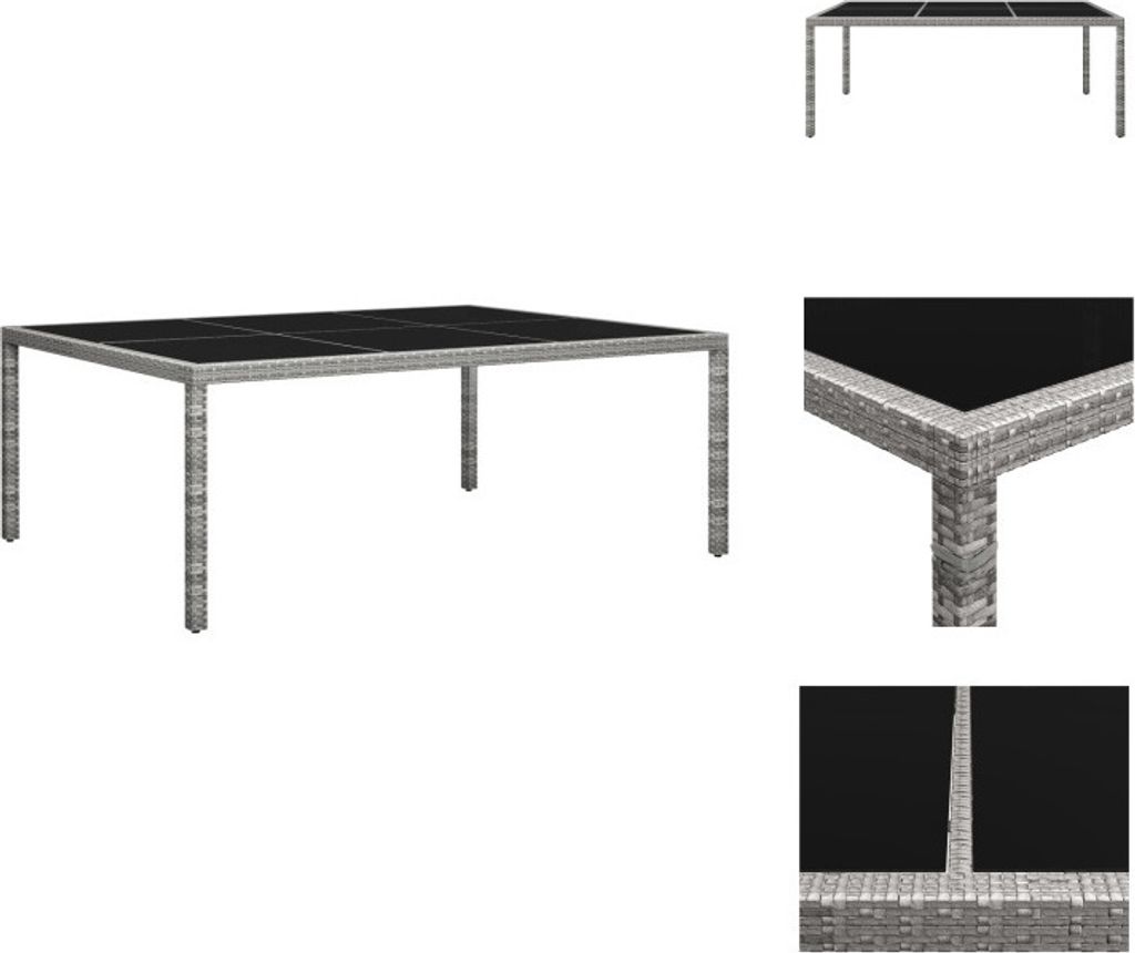 vidaXL Garten-Esstisch Grau 200x150x74 cm Poly Rattan - Gartentische