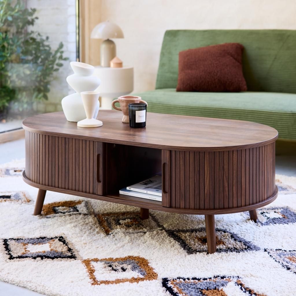 couchtisch rund eiche metall Ø70cm Stauraum Skandinavisches Design Wohnzimmertisch Holz Pastry brush