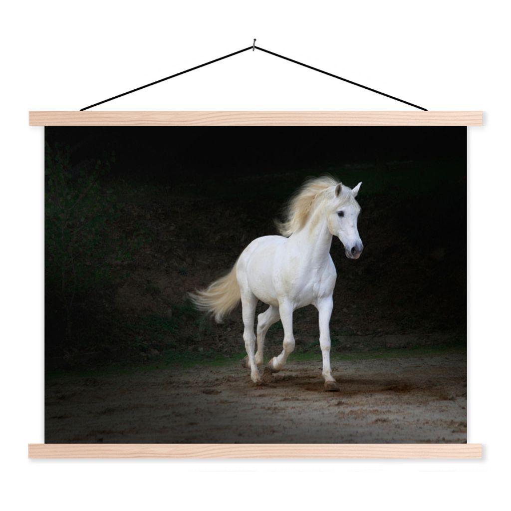 MuchoWow Textilposter Pferde - Sand - Dunkel 60x45 cm mit holzfarbenen Rahmen - Bild