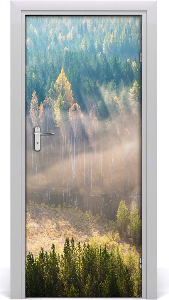 Tulup Türaufkleber 85x205 cm Dekorative Aufkleber Selbstklebend Wasserdichte Tapete Abnehmbar Schlafzimmer Wohnzimmer Wohnkultur - Nebel über Wald